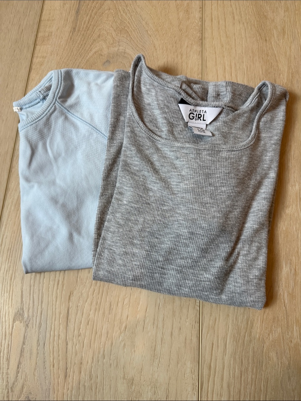 Athleta Light Set of Blue Short-Sleeve Performance Tee and Grey tee